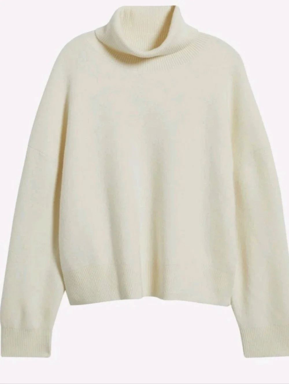 Free People Size Large Sigma Lambs Wool Blend Ivory Turtleneck Sweater  $168